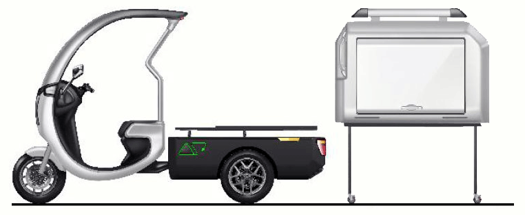 etrike with push-on shipping containers